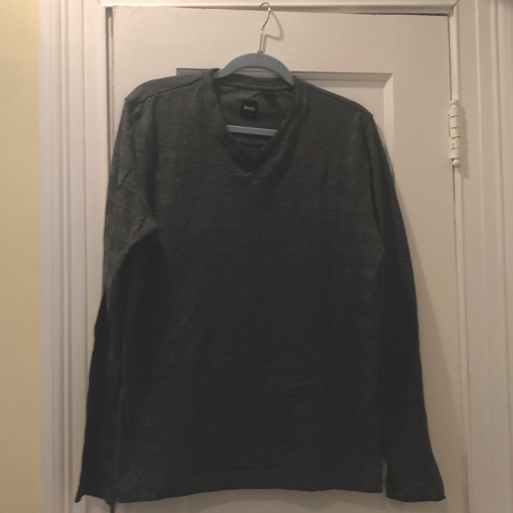 V neck Hugo Boss Medium gray long sleeve